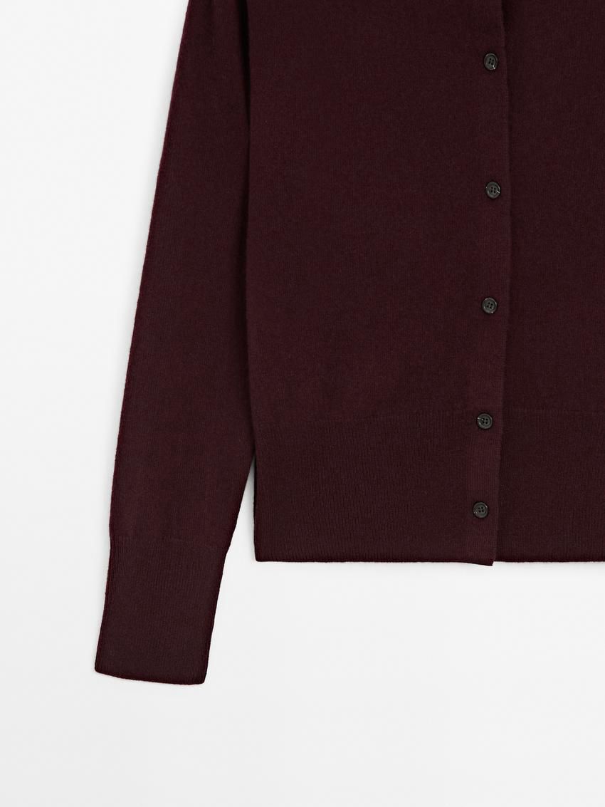 Massimo Dutti Wool Mock Turtleneck Women Cardigan Maroon | US-TD5647891