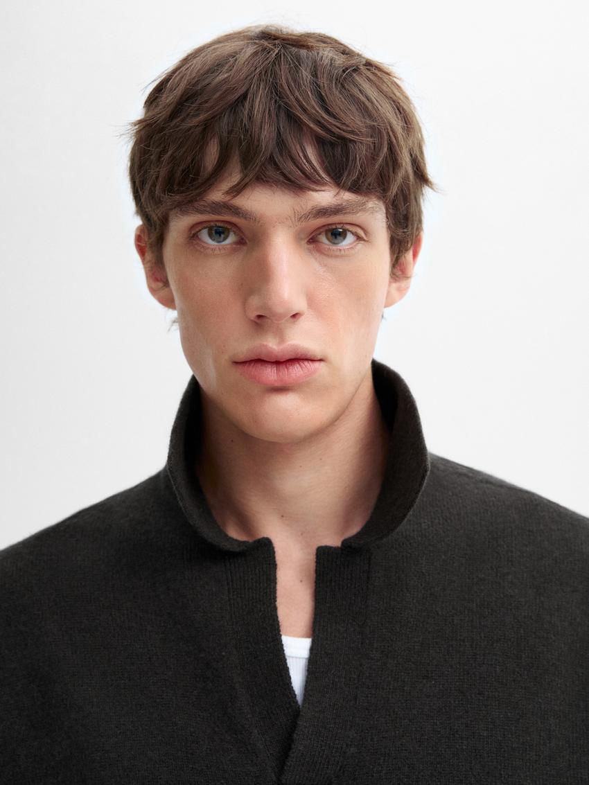 Massimo Dutti Wool Polo Collar Men Sweater Black | US-VQ4671529