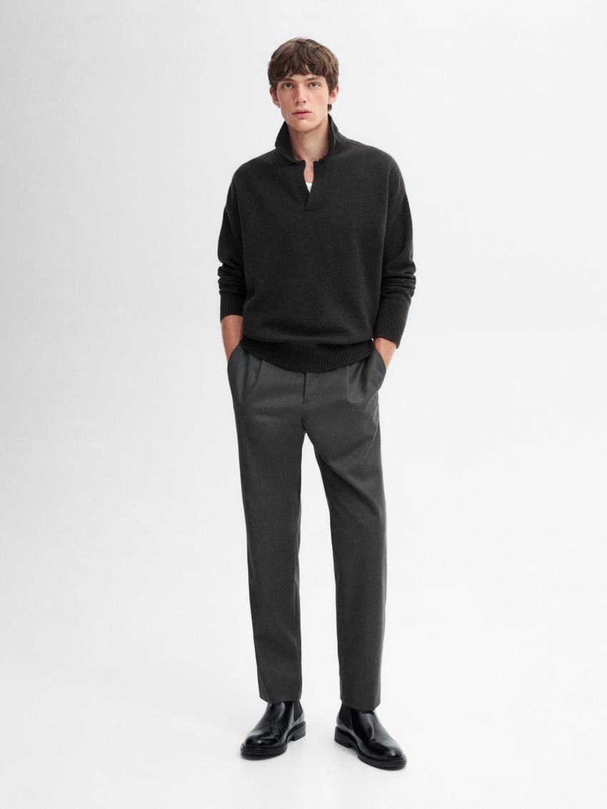 Massimo Dutti Wool Polo Collar Men Sweater Black | US-VQ4671529