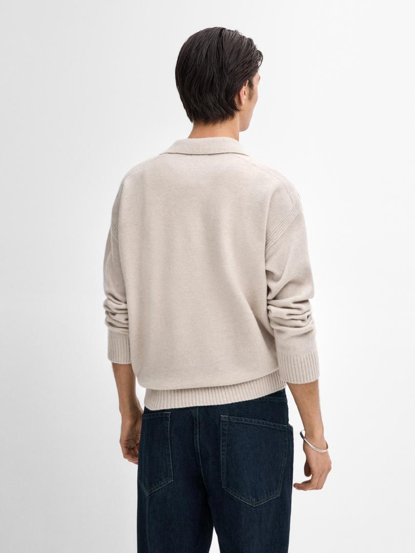 Massimo Dutti Wool Polo Collar Men Sweater Beige | US-LD6248179