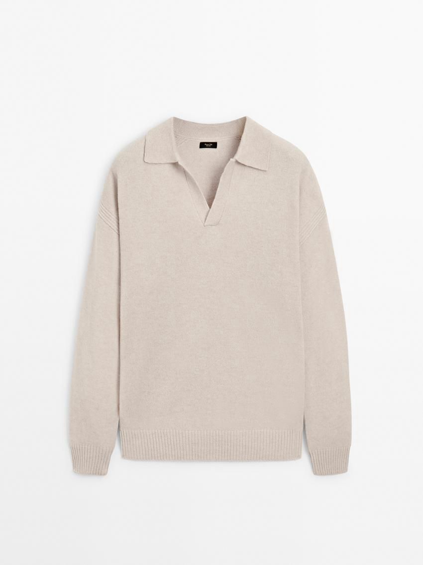 Massimo Dutti Wool Polo Collar Men Sweater Beige | US-LD6248179