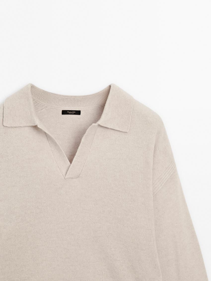 Massimo Dutti Wool Polo Collar Men Sweater Beige | US-LD6248179