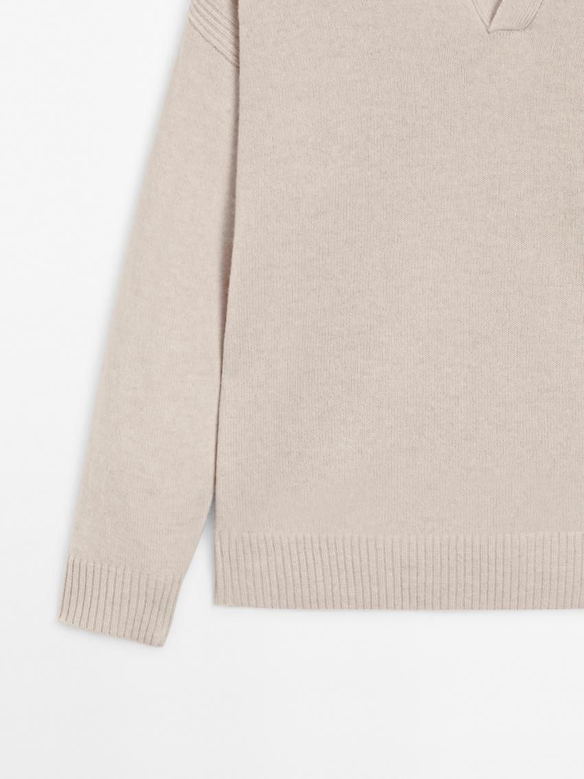 Massimo Dutti Wool Polo Collar Men Sweater Beige | US-LD6248179