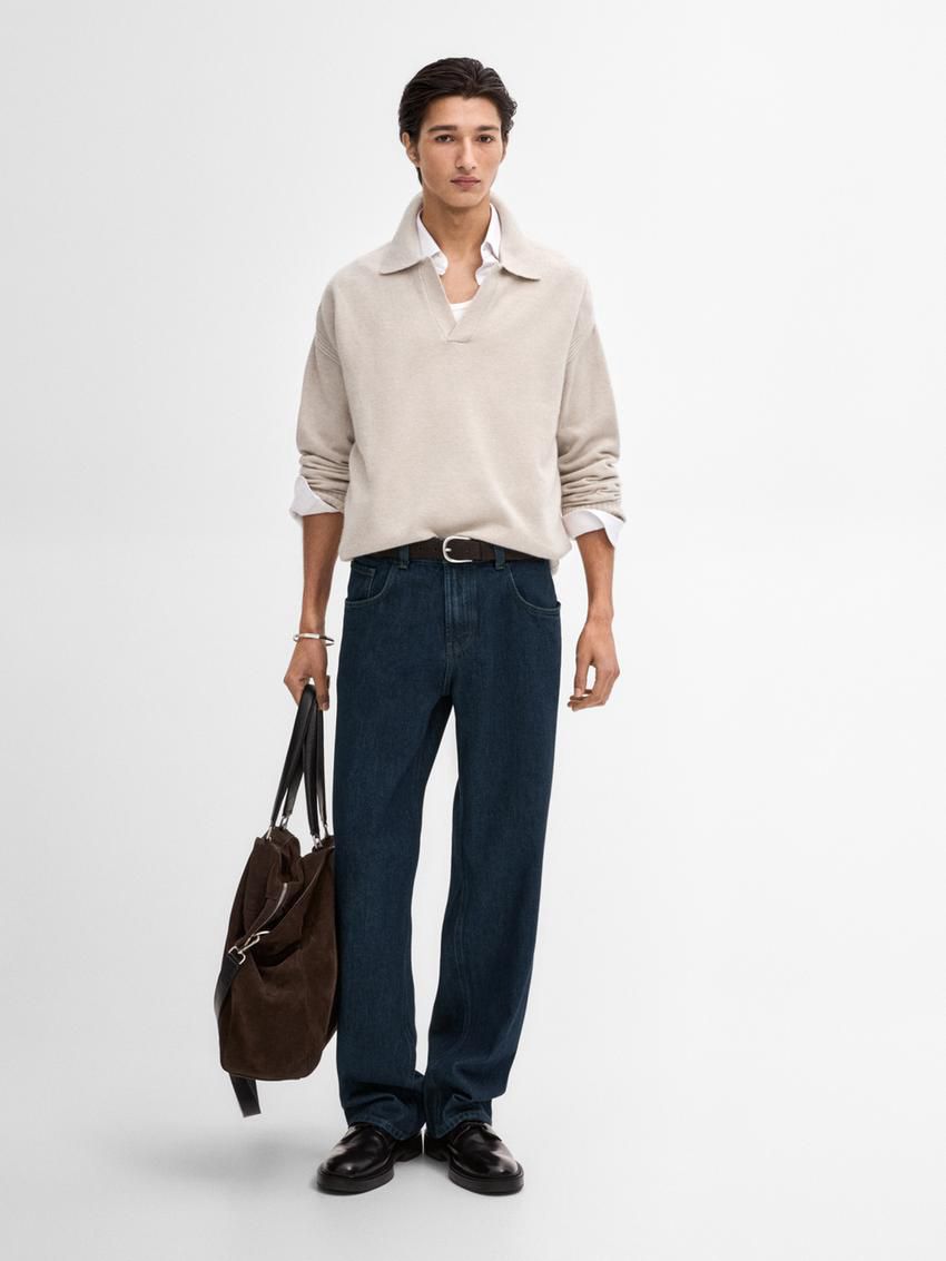 Massimo Dutti Wool Polo Collar Men Sweater Beige | US-LD6248179