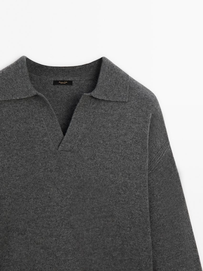 Massimo Dutti Wool Polo Collar Men Sweater Dark Grey | US-UT2714968