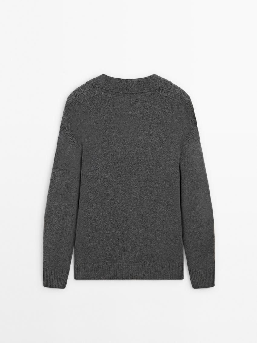 Massimo Dutti Wool Polo Collar Men Sweater Dark Grey | US-UT2714968