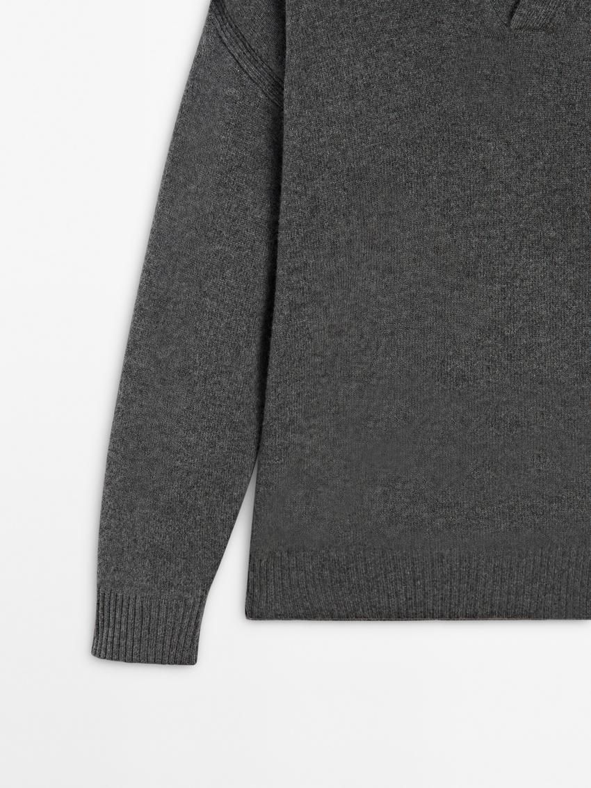 Massimo Dutti Wool Polo Collar Men Sweater Dark Grey | US-UT2714968