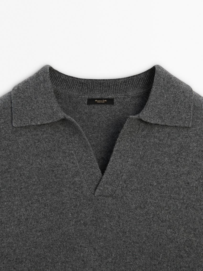 Massimo Dutti Wool Polo Collar Men Sweater Dark Grey | US-UT2714968