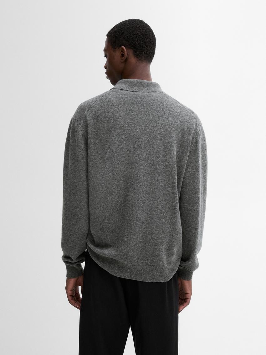 Massimo Dutti Wool Polo Neck Knit Men Cardigan Grey | US-HL6078139
