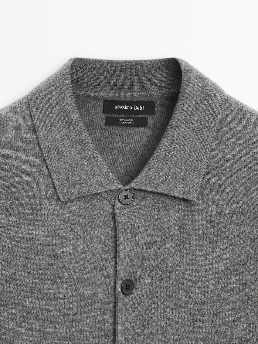 Massimo Dutti Wool Polo Neck Knit Men Cardigan Grey | US-HL6078139