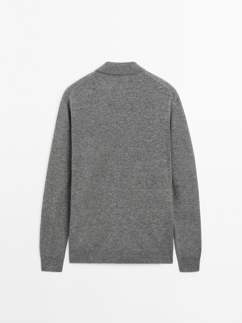 Massimo Dutti Wool Polo Neck Knit Men Cardigan Grey | US-HL6078139