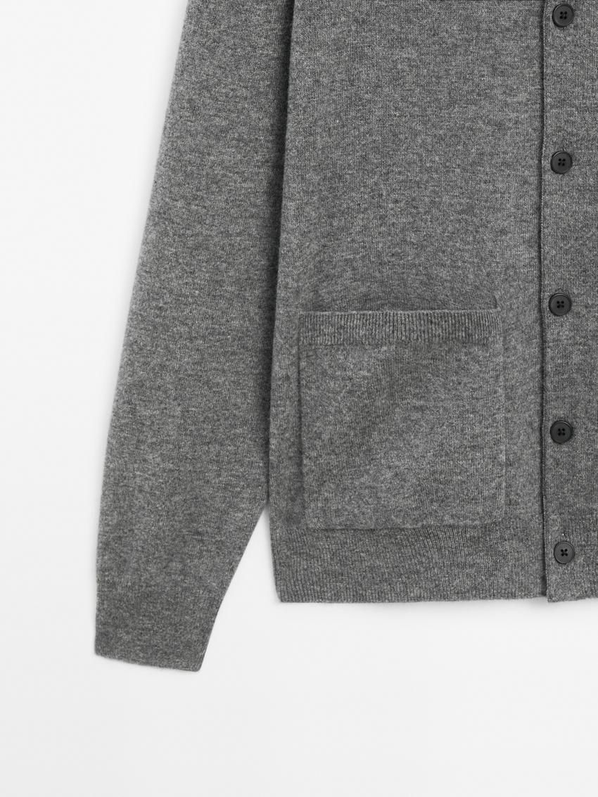Massimo Dutti Wool Polo Neck Knit Men Cardigan Grey | US-HL6078139