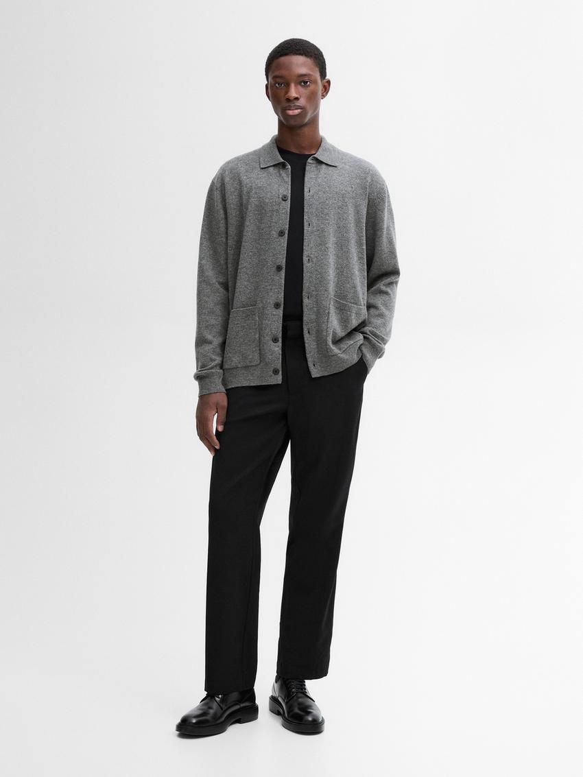 Massimo Dutti Wool Polo Neck Knit Men Cardigan Grey | US-HL6078139