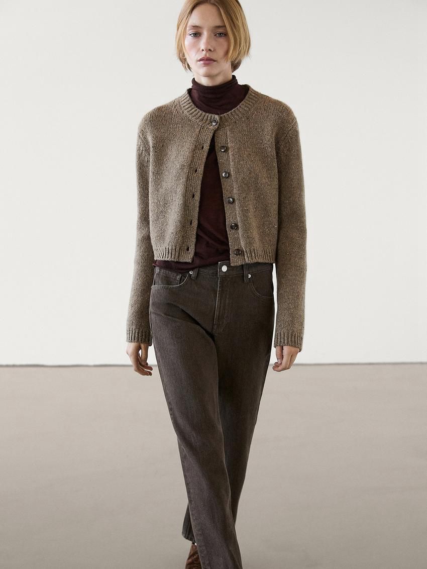 Massimo Dutti Wool Short Women Cardigan Brown | US-XE6513082