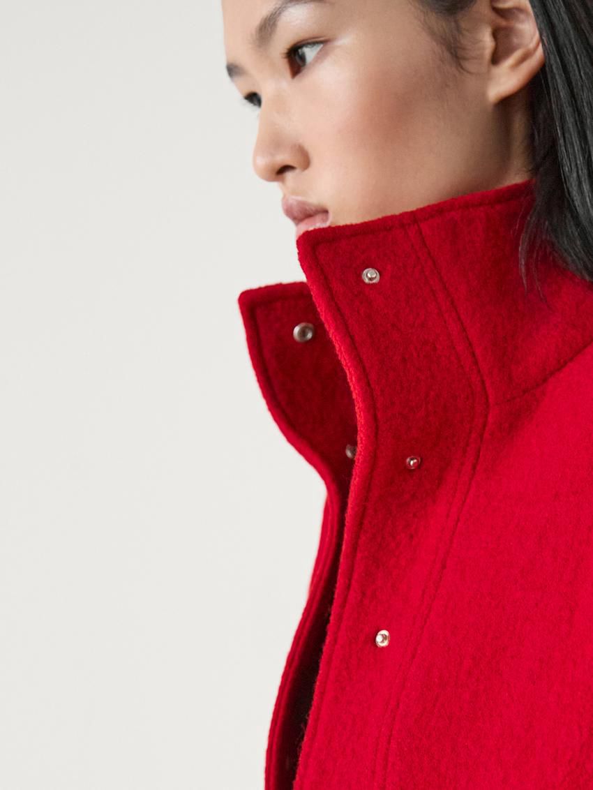 Massimo Dutti Wool Short Women Jacket Red | US-PU4593287