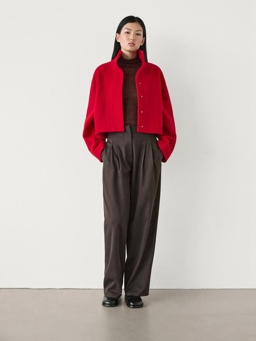 Massimo Dutti Wool Short Women Jacket Red | US-PU4593287