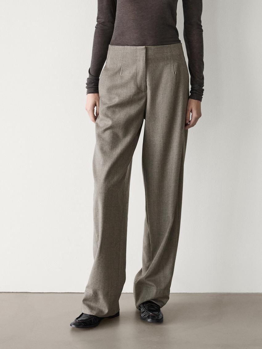 Massimo Dutti Wool Straight-leg Women Trousers Light Brown | US-YR1530982