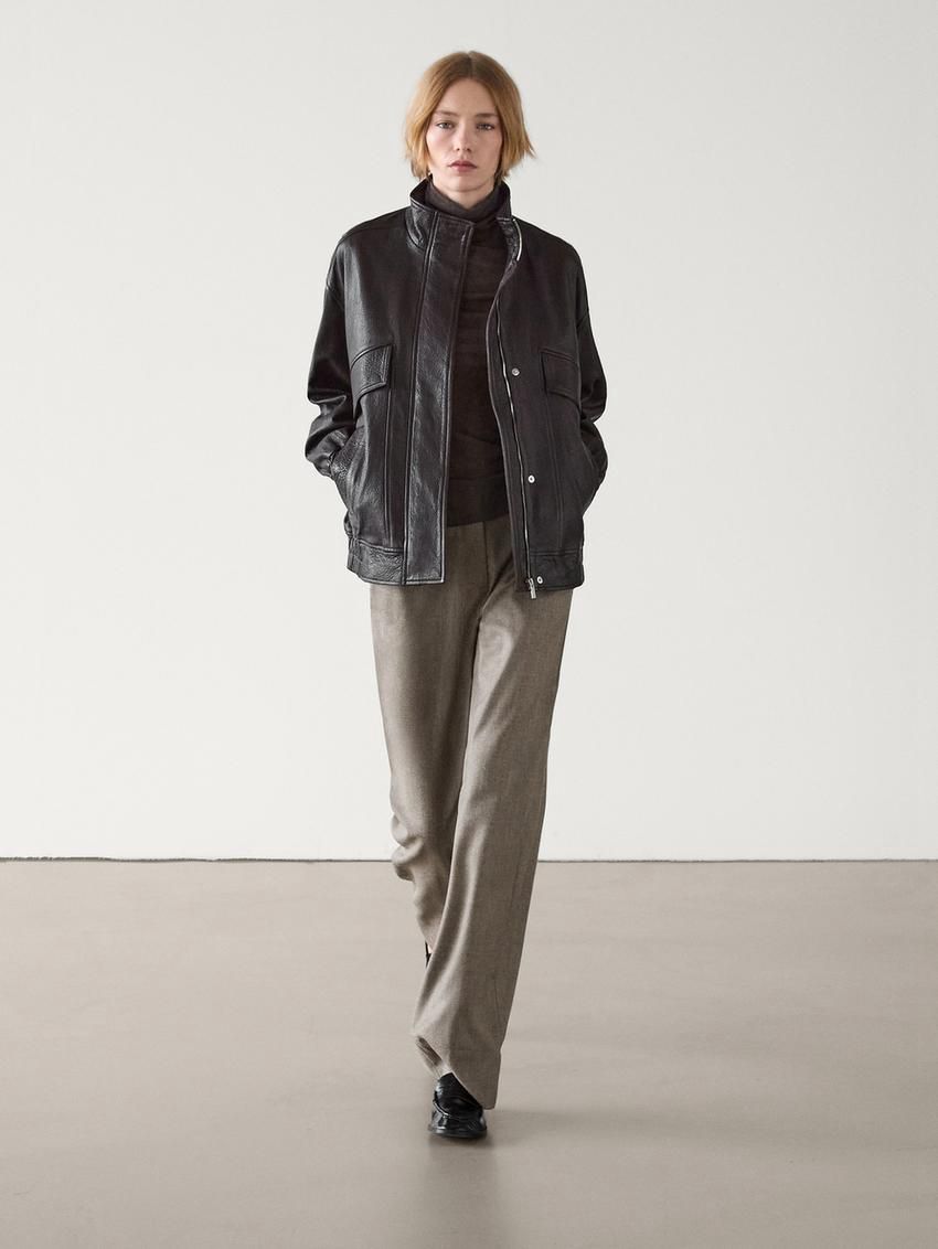 Massimo Dutti Wool Straight-leg Women Trousers Light Brown | US-YR1530982