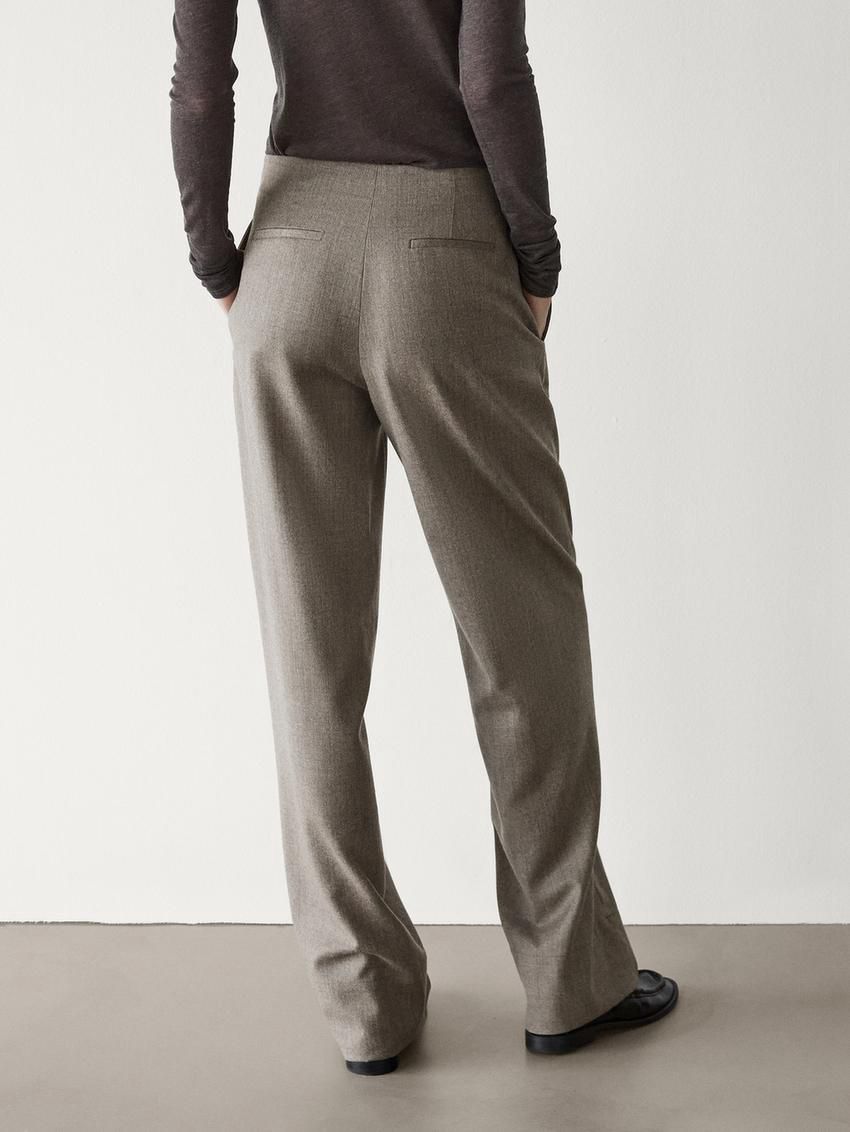 Massimo Dutti Wool Straight-leg Women Trousers Light Brown | US-YR1530982