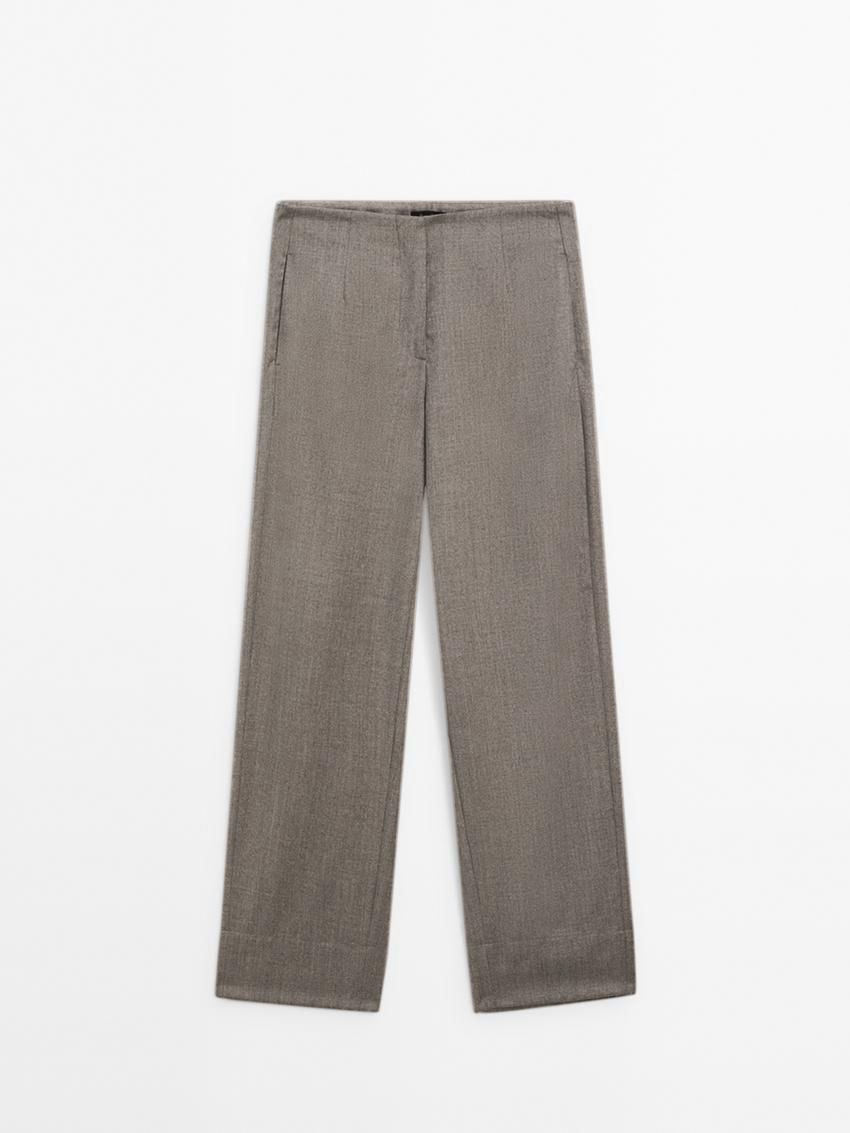 Massimo Dutti Wool Straight-leg Women Trousers Light Brown | US-YR1530982