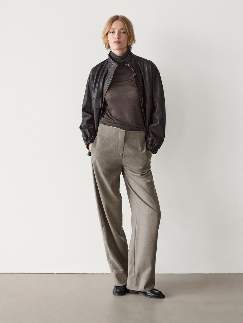 Massimo Dutti Wool Straight-leg Women Trousers Light Brown | US-YR1530982