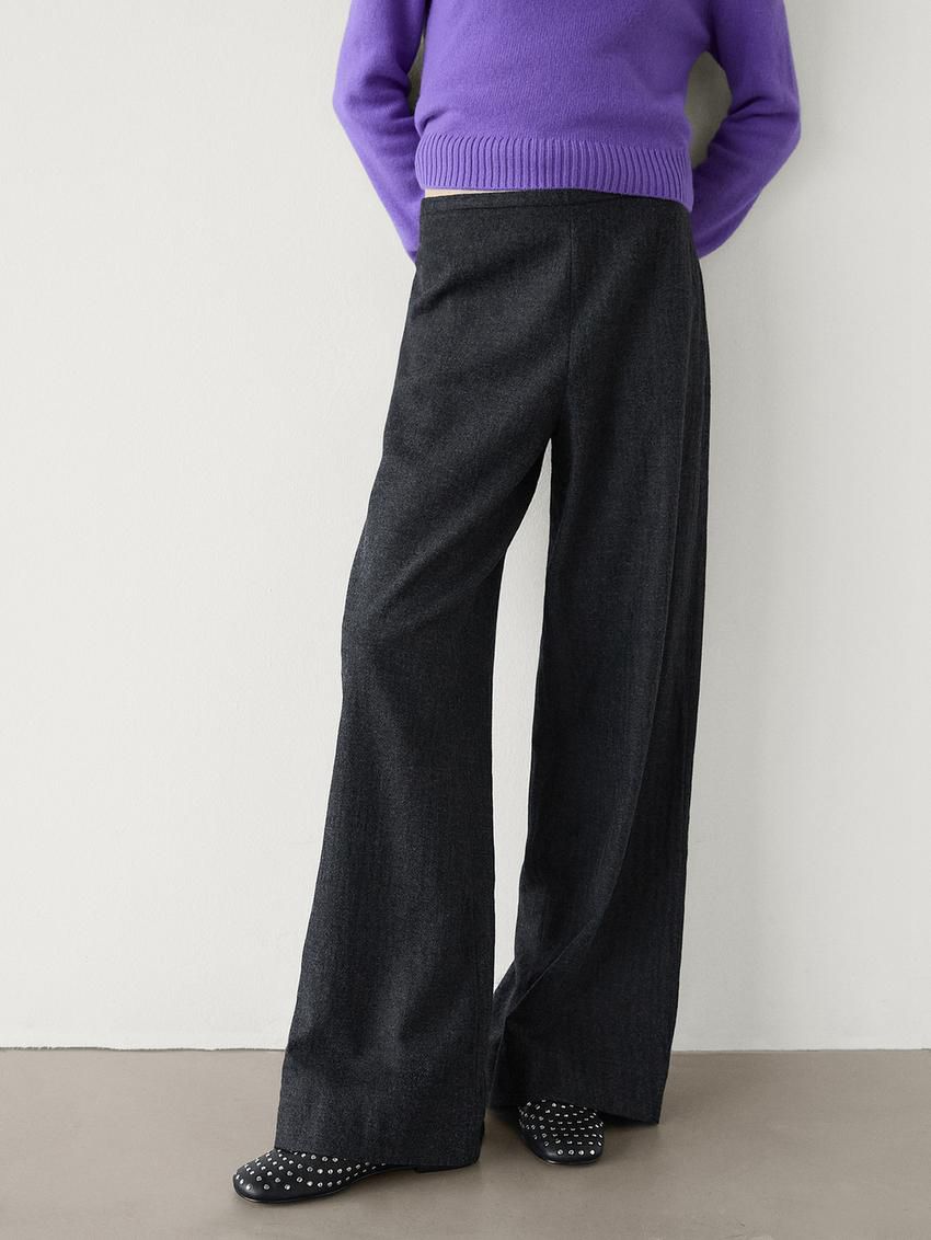 Massimo Dutti Wool Straight-leg Women Trousers Dark Grey | US-NK1487250