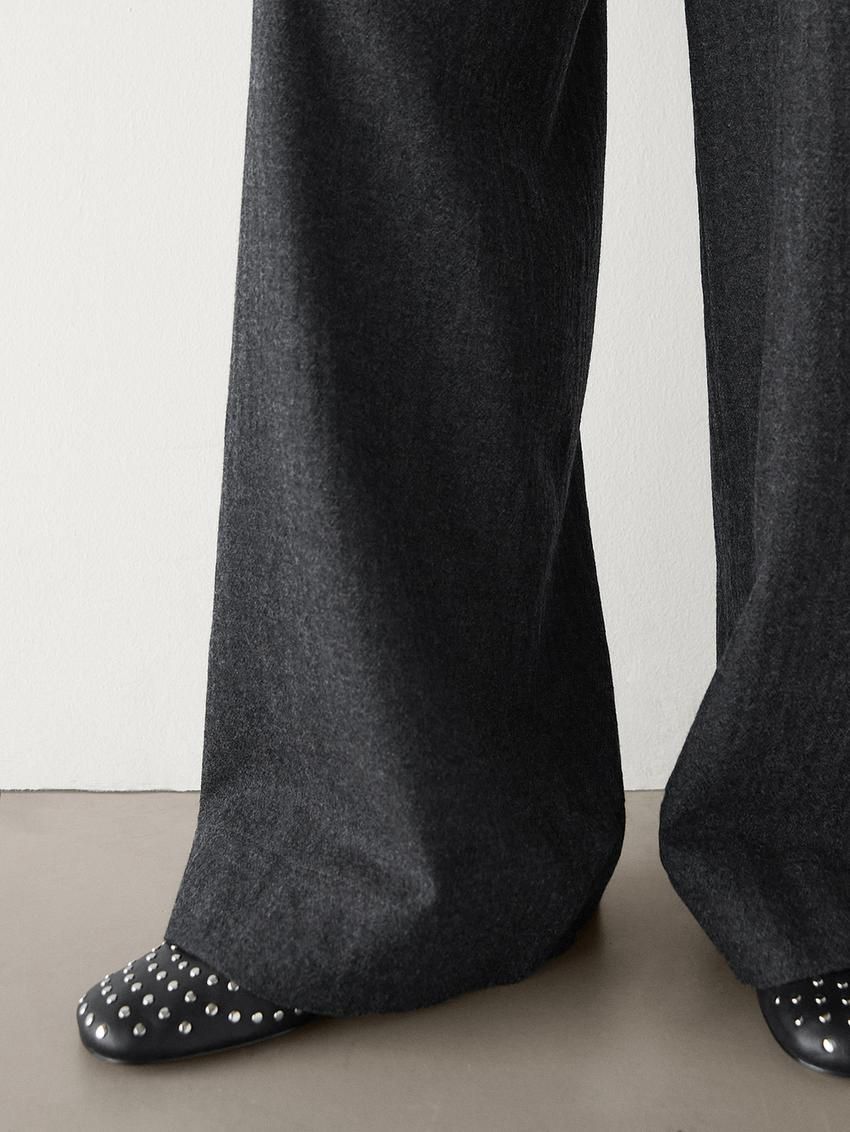 Massimo Dutti Wool Straight-leg Women Trousers Dark Grey | US-NK1487250