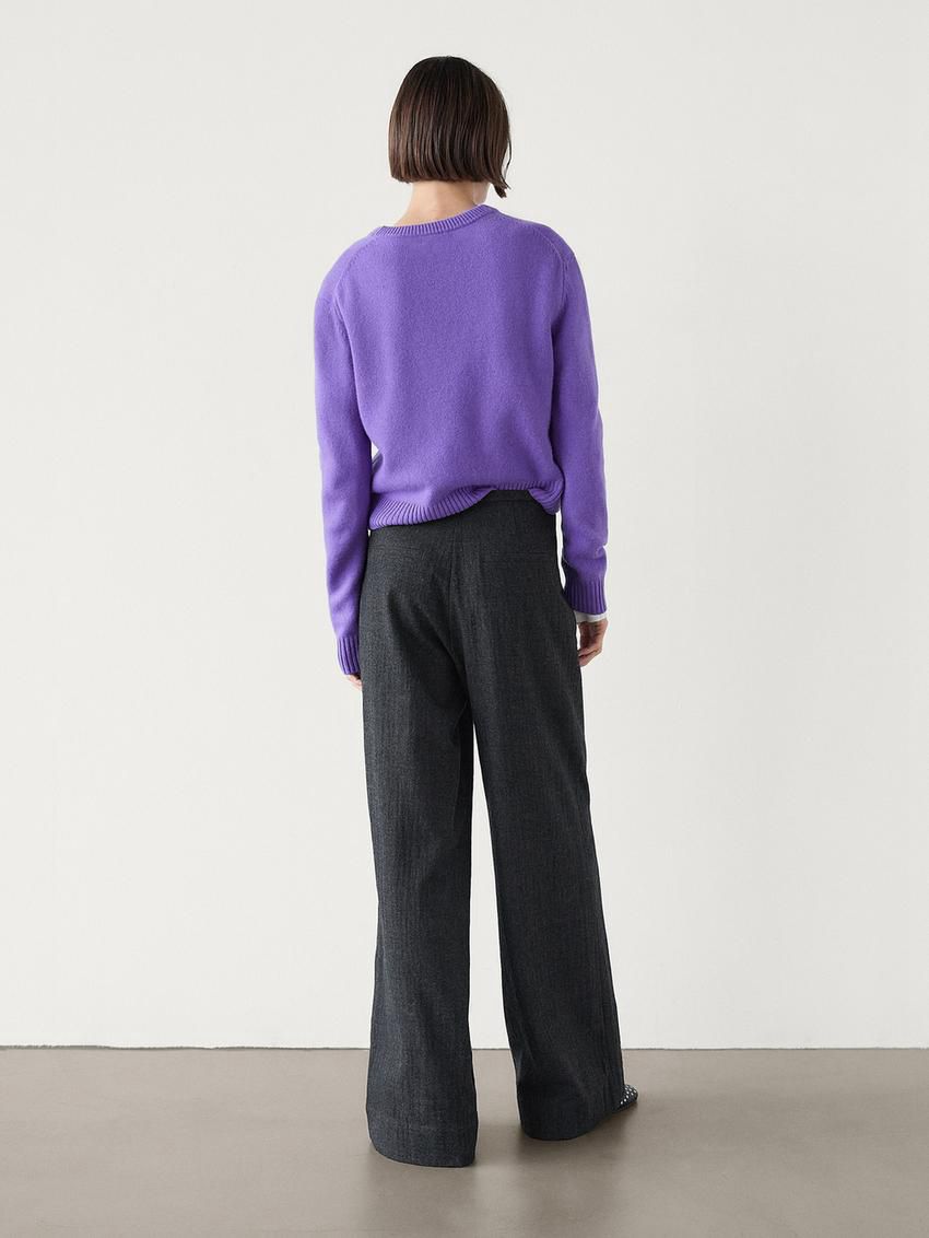 Massimo Dutti Wool Straight-leg Women Trousers Dark Grey | US-NK1487250