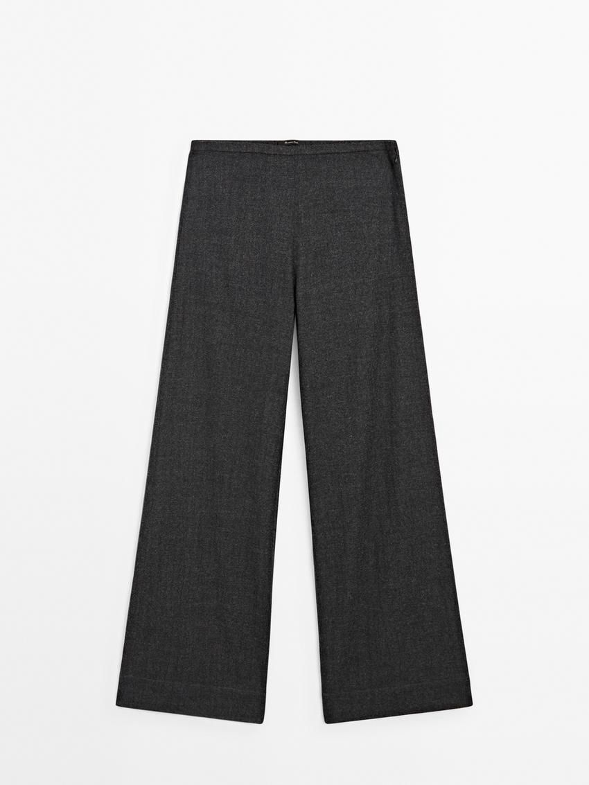 Massimo Dutti Wool Straight-leg Women Trousers Dark Grey | US-NK1487250