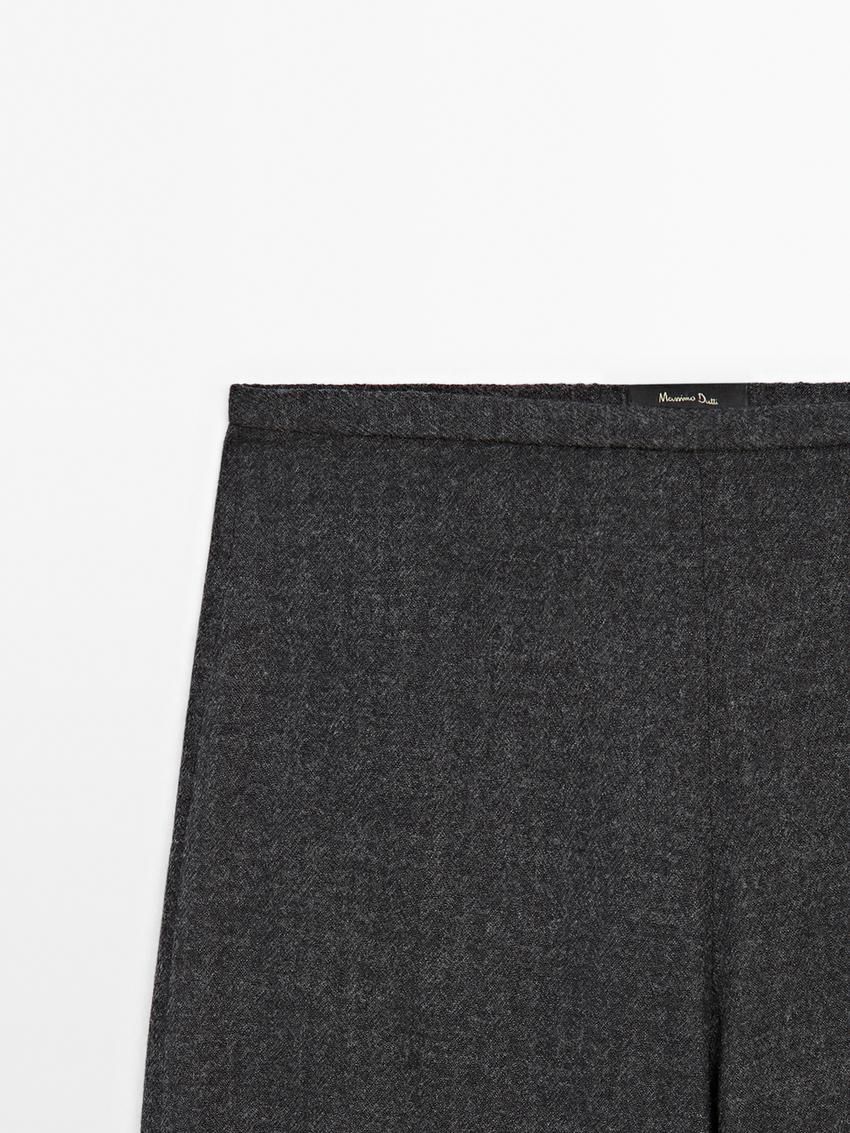 Massimo Dutti Wool Straight-leg Women Trousers Dark Grey | US-NK1487250