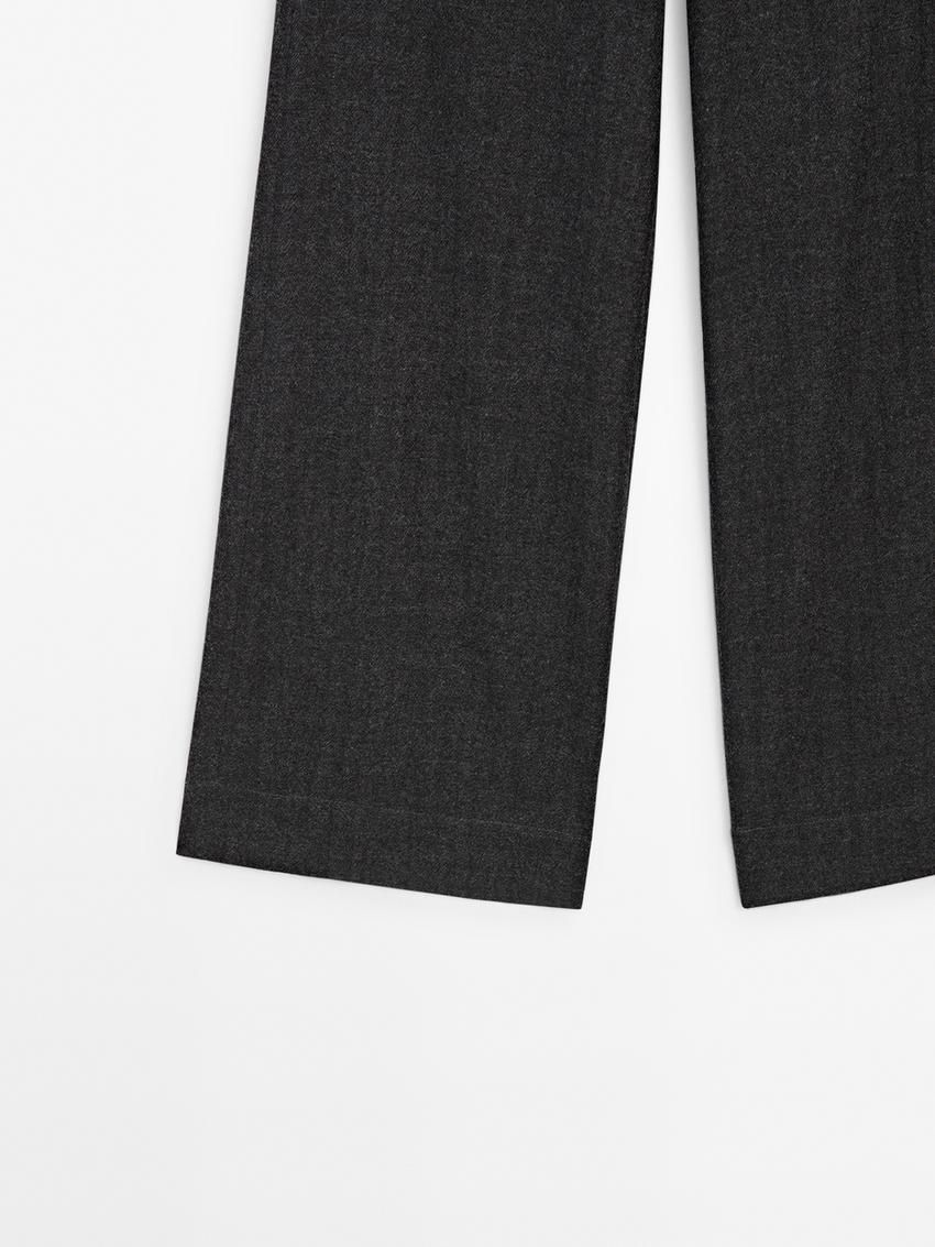 Massimo Dutti Wool Straight-leg Women Trousers Dark Grey | US-NK1487250