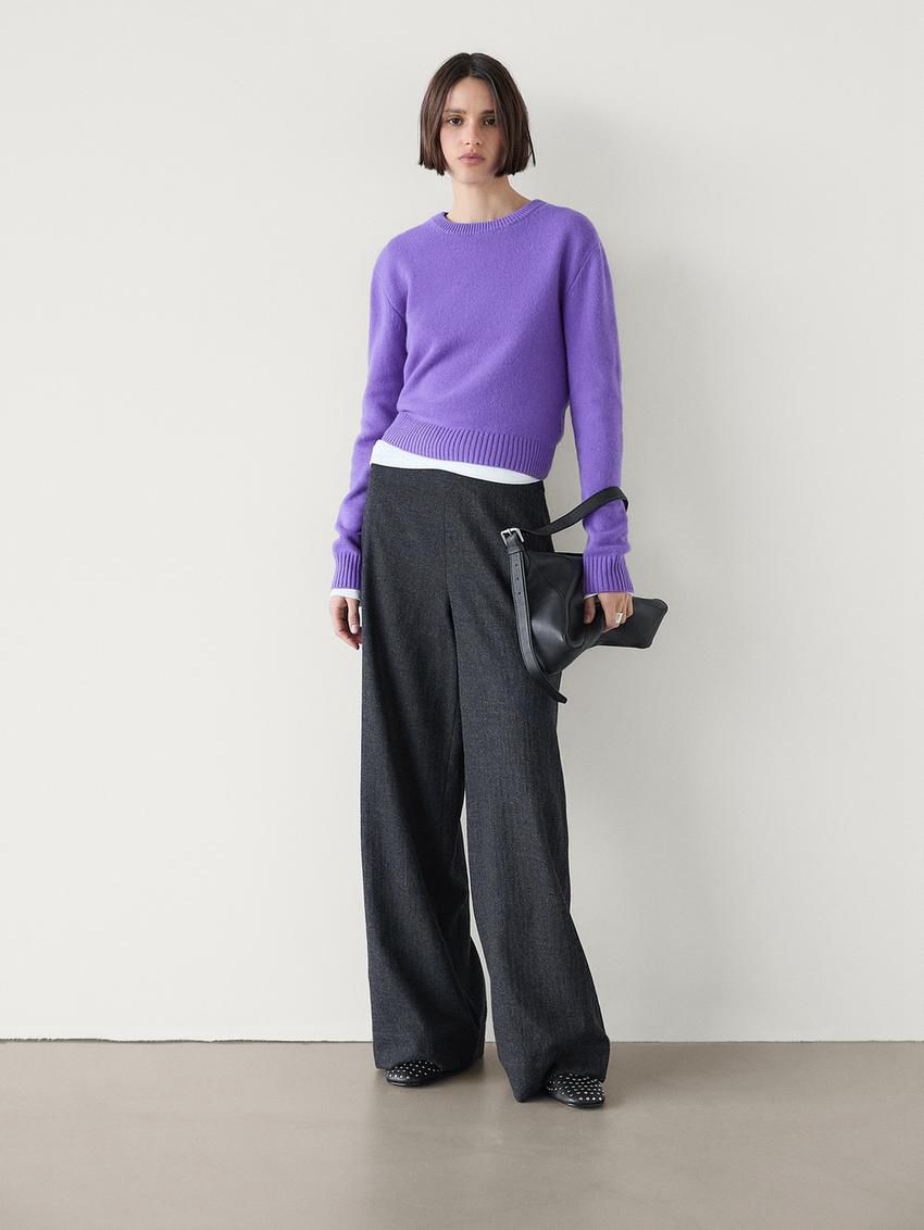 Massimo Dutti Wool Straight-leg Women Trousers Dark Grey | US-NK1487250