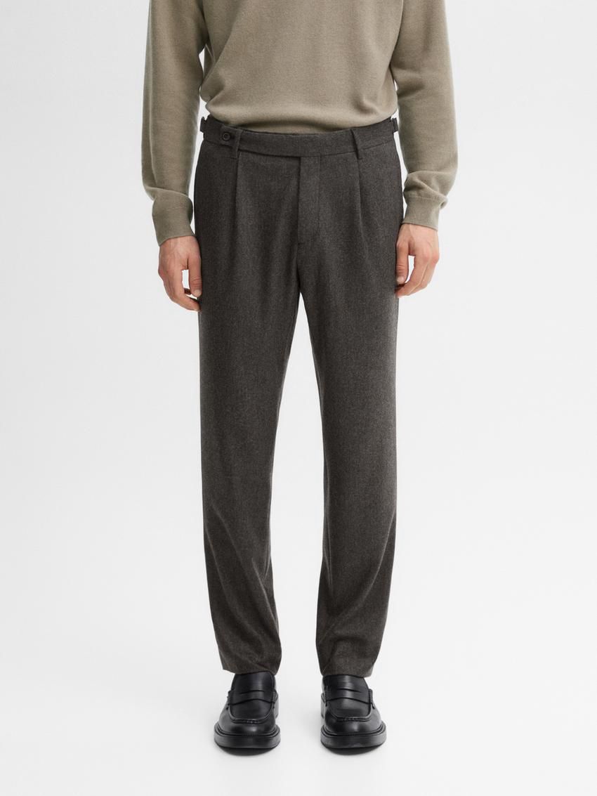 Massimo Dutti Wool Suit Men Trousers Dark Brown | US-EG2478095