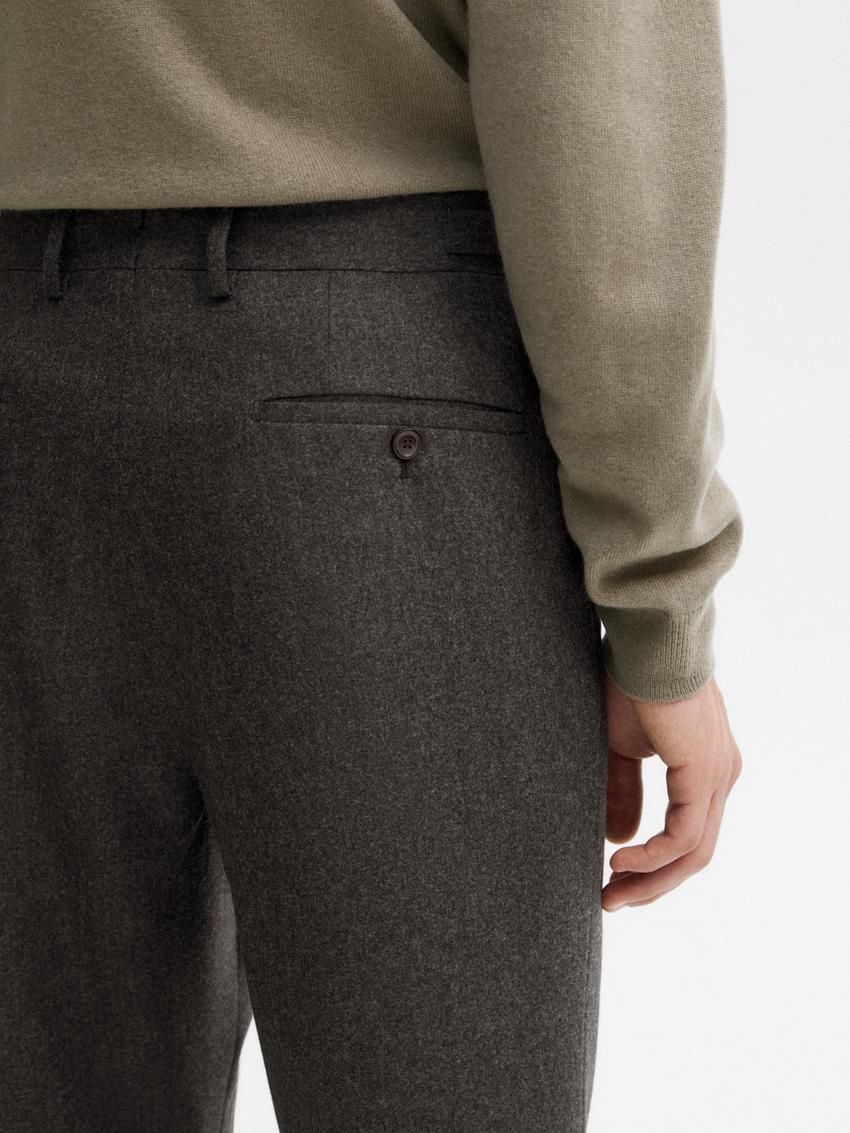 Massimo Dutti Wool Suit Men Trousers Dark Brown | US-EG2478095
