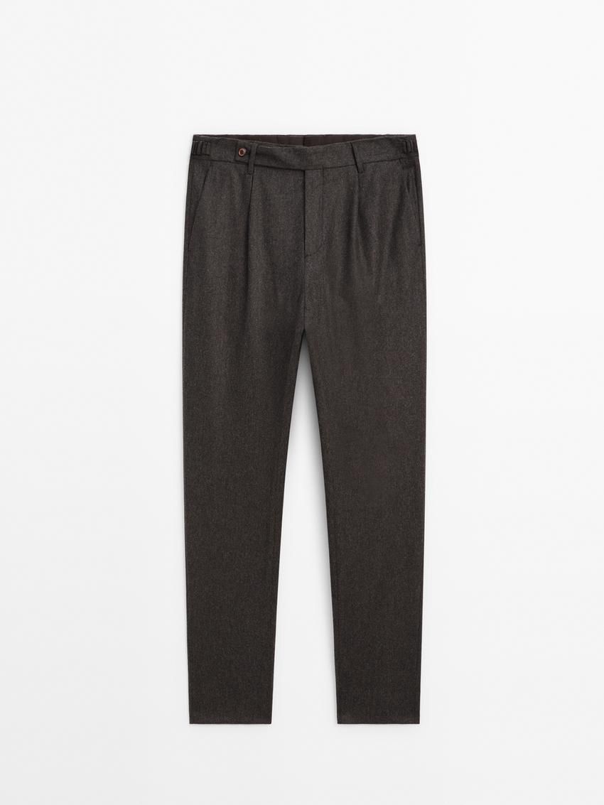Massimo Dutti Wool Suit Men Trousers Dark Brown | US-EG2478095