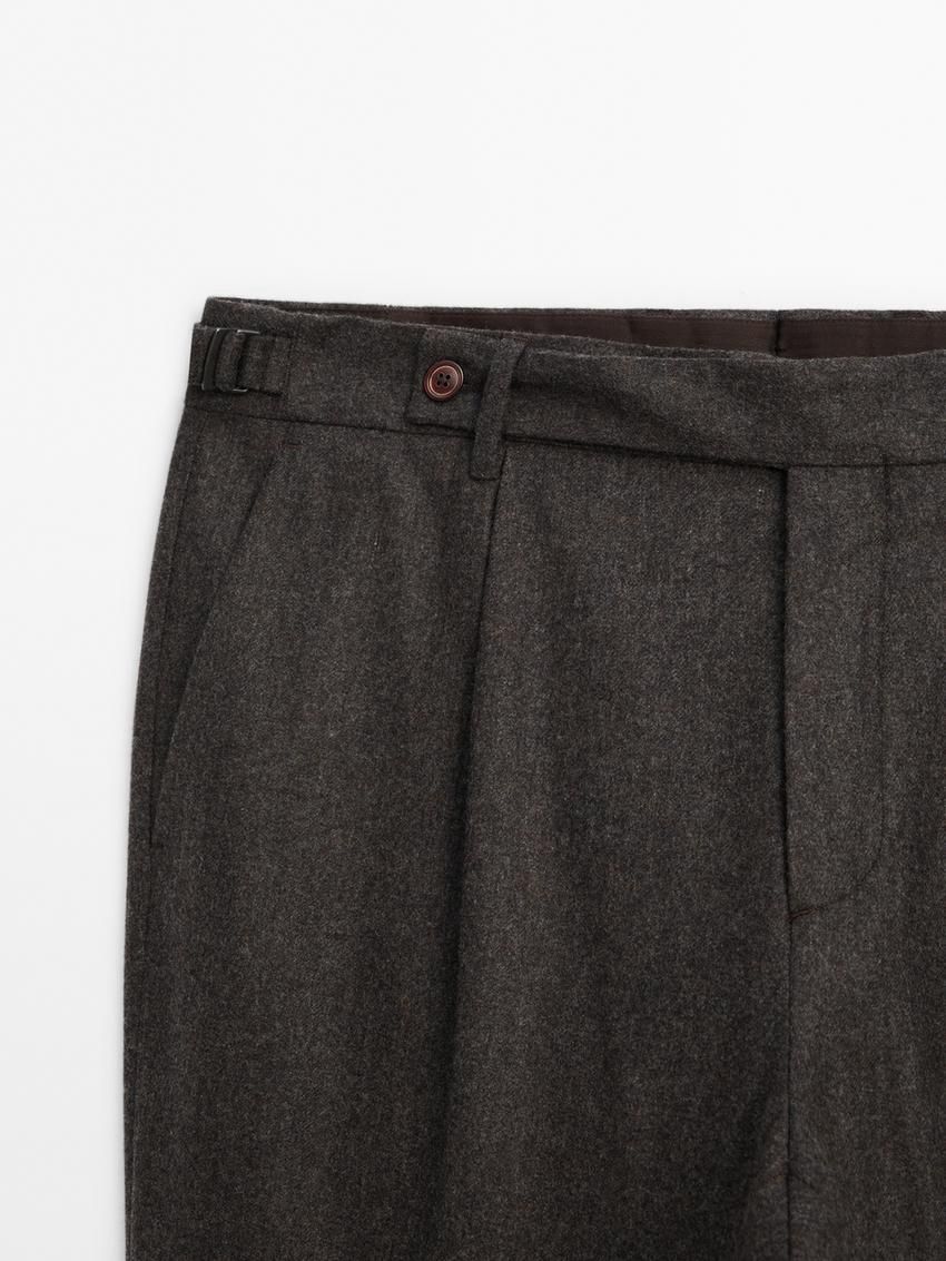 Massimo Dutti Wool Suit Men Trousers Dark Brown | US-EG2478095
