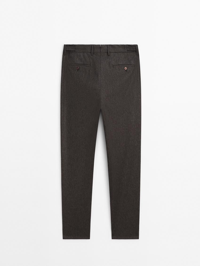 Massimo Dutti Wool Suit Men Trousers Dark Brown | US-EG2478095