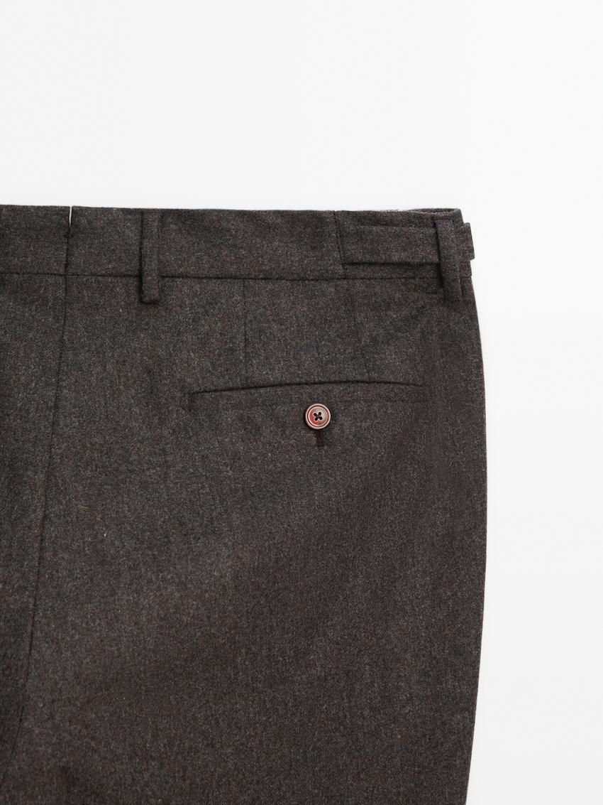 Massimo Dutti Wool Suit Men Trousers Dark Brown | US-EG2478095