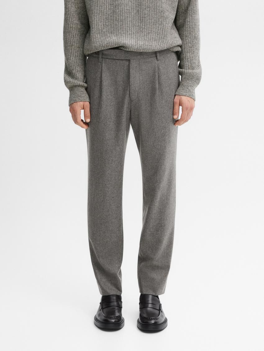 Massimo Dutti Wool Suit Men Trousers Grey | US-QJ9852614