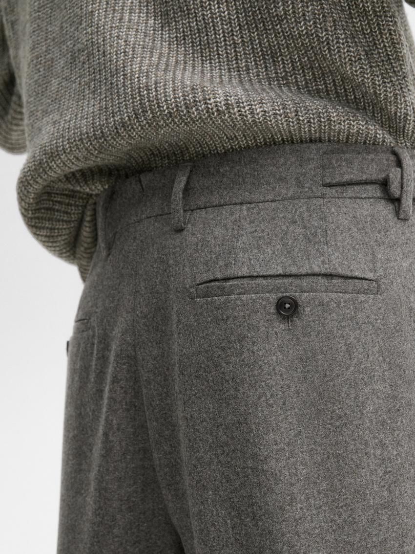 Massimo Dutti Wool Suit Men Trousers Grey | US-QJ9852614