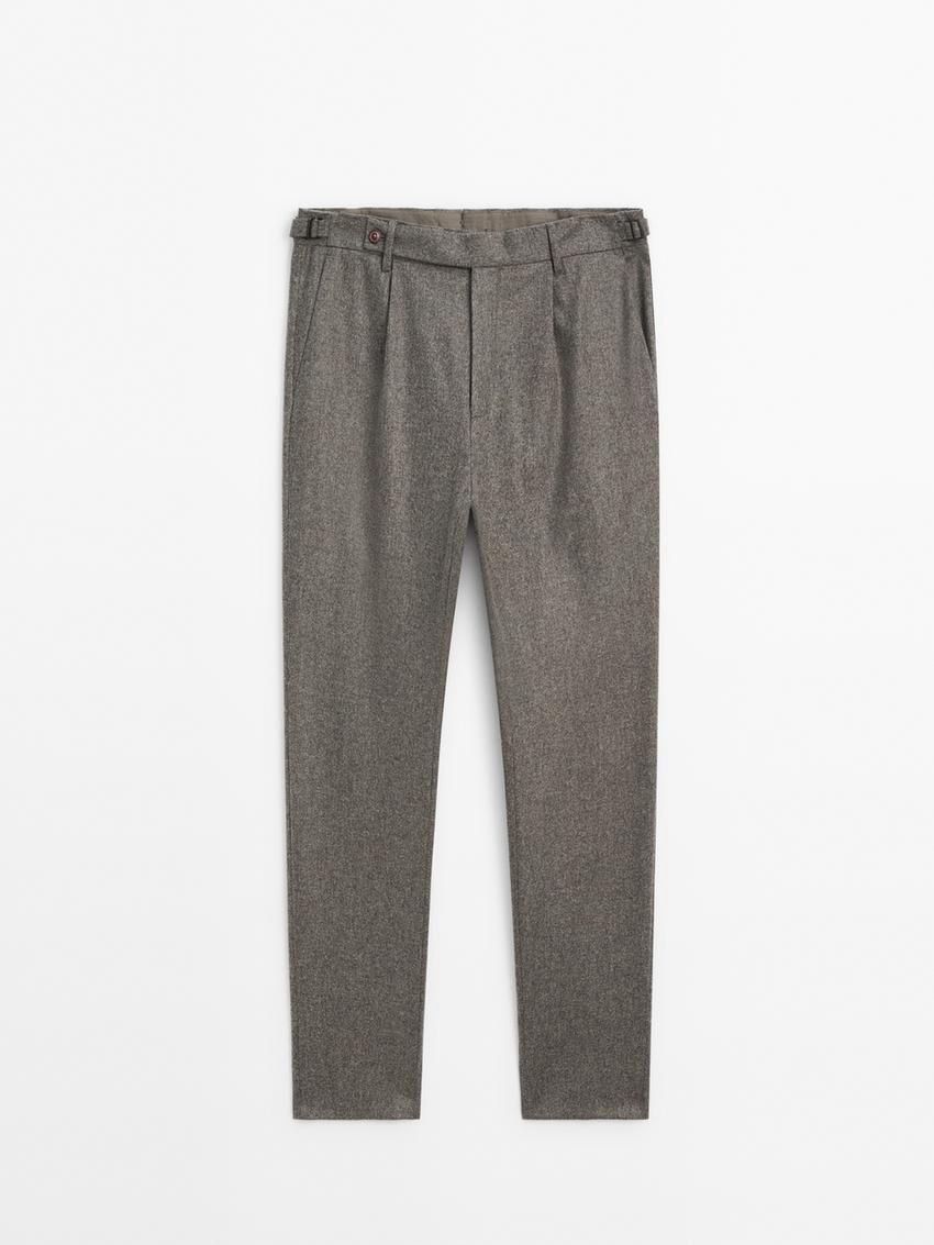 Massimo Dutti Wool Suit Men Trousers Grey | US-QJ9852614