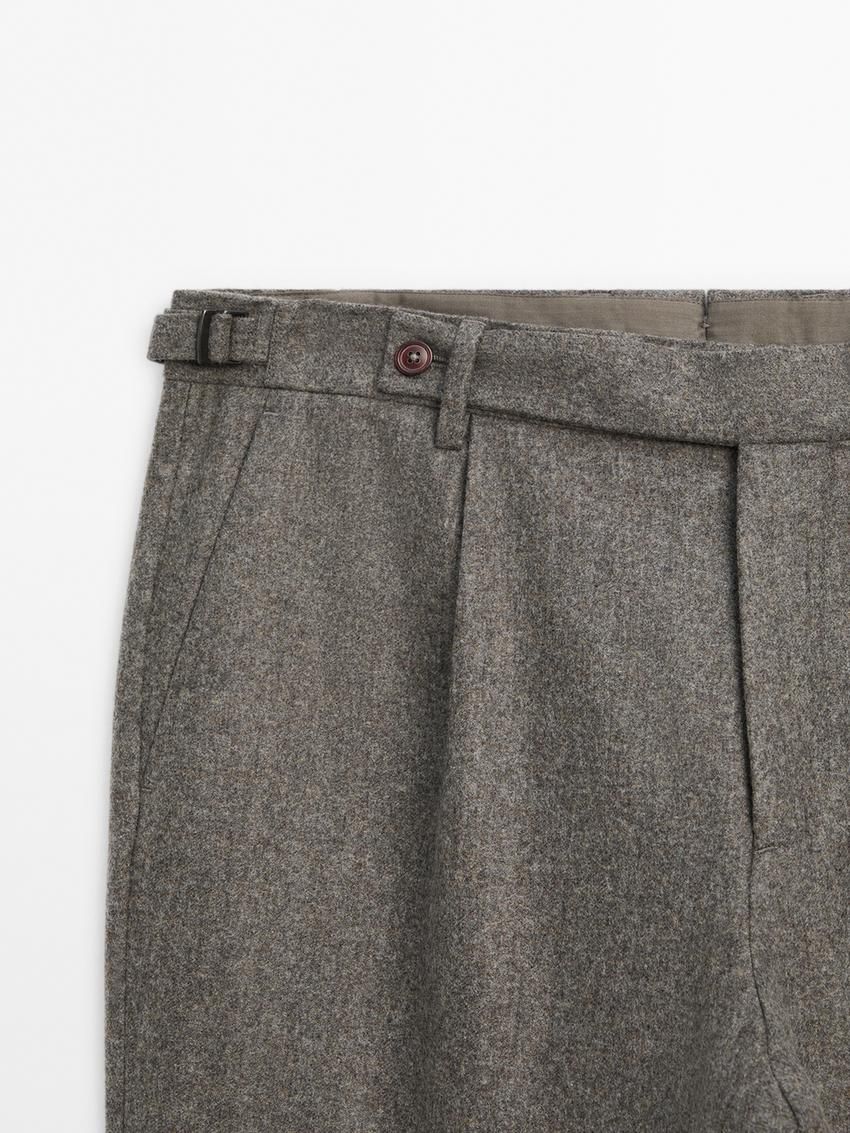 Massimo Dutti Wool Suit Men Trousers Grey | US-QJ9852614