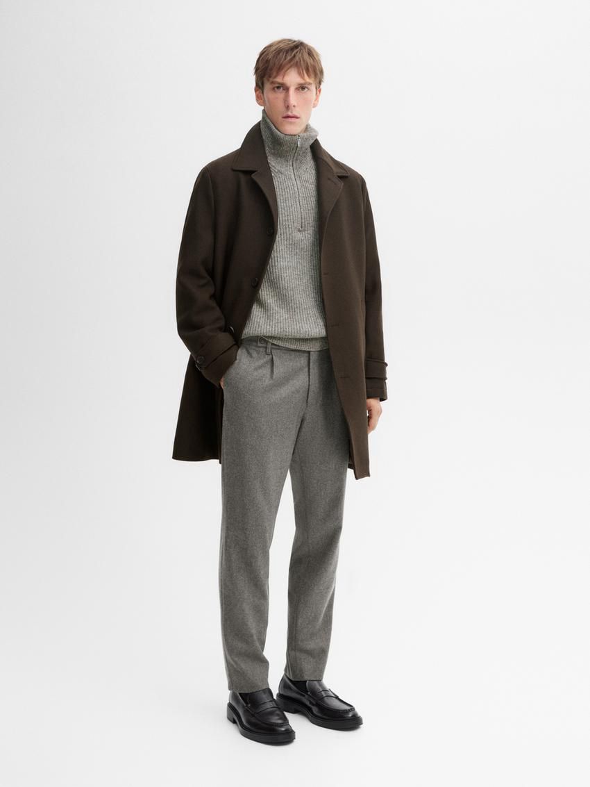 Massimo Dutti Wool Suit Men Trousers Grey | US-QJ9852614