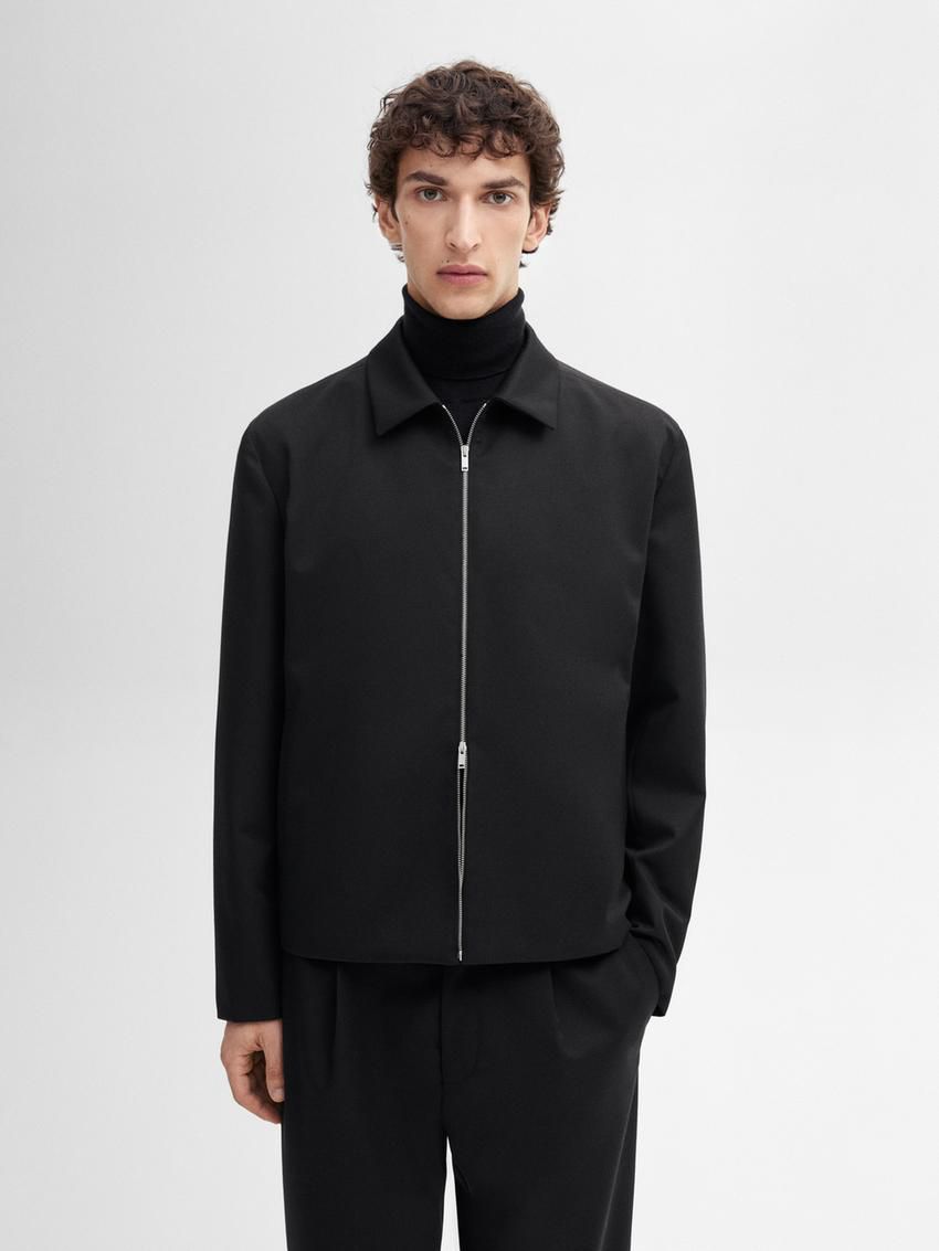 Massimo Dutti Wool Twill Cardigan Men Jacket Black | US-JQ7381425