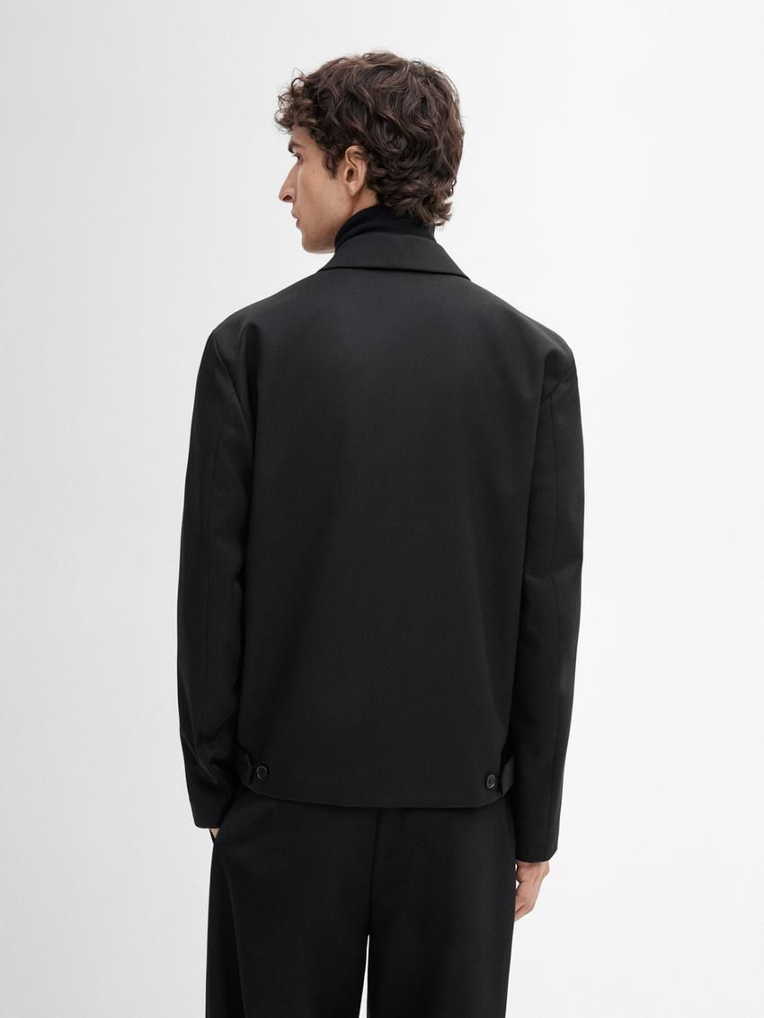 Massimo Dutti Wool Twill Cardigan Men Jacket Black | US-JQ7381425