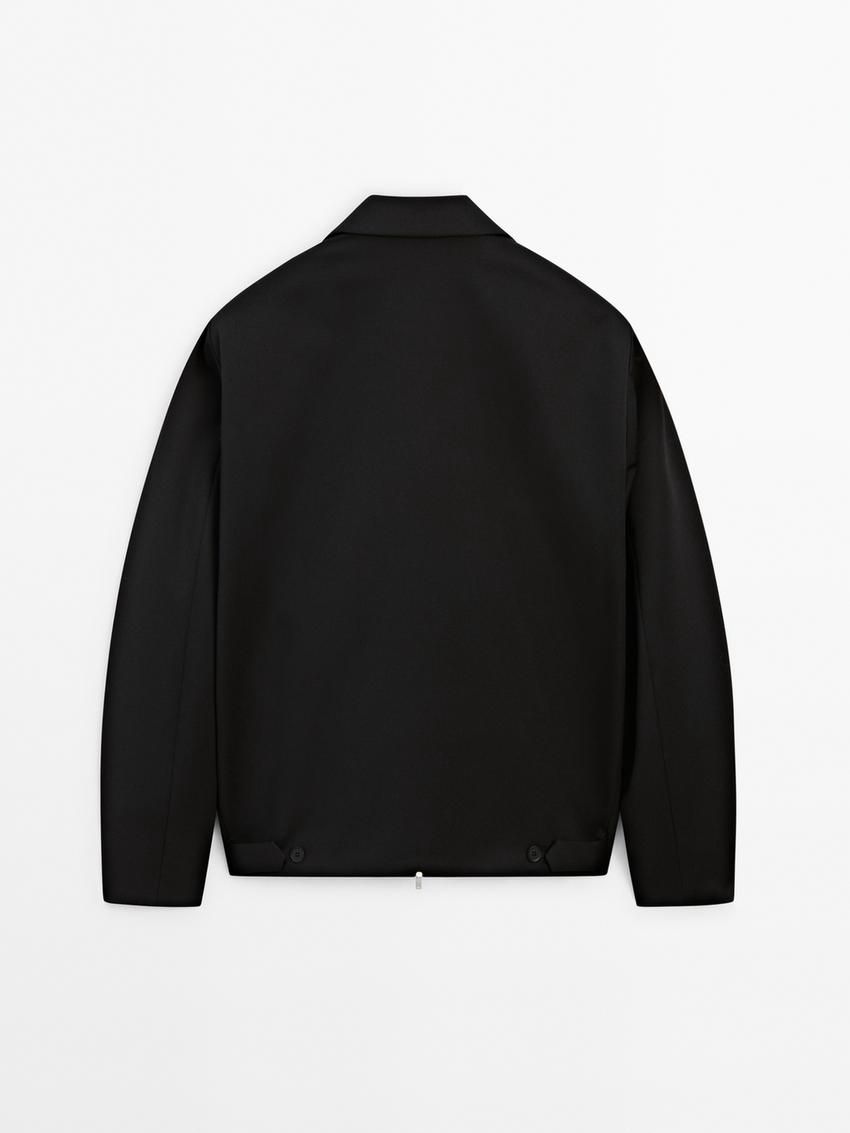Massimo Dutti Wool Twill Cardigan Men Jacket Black | US-JQ7381425