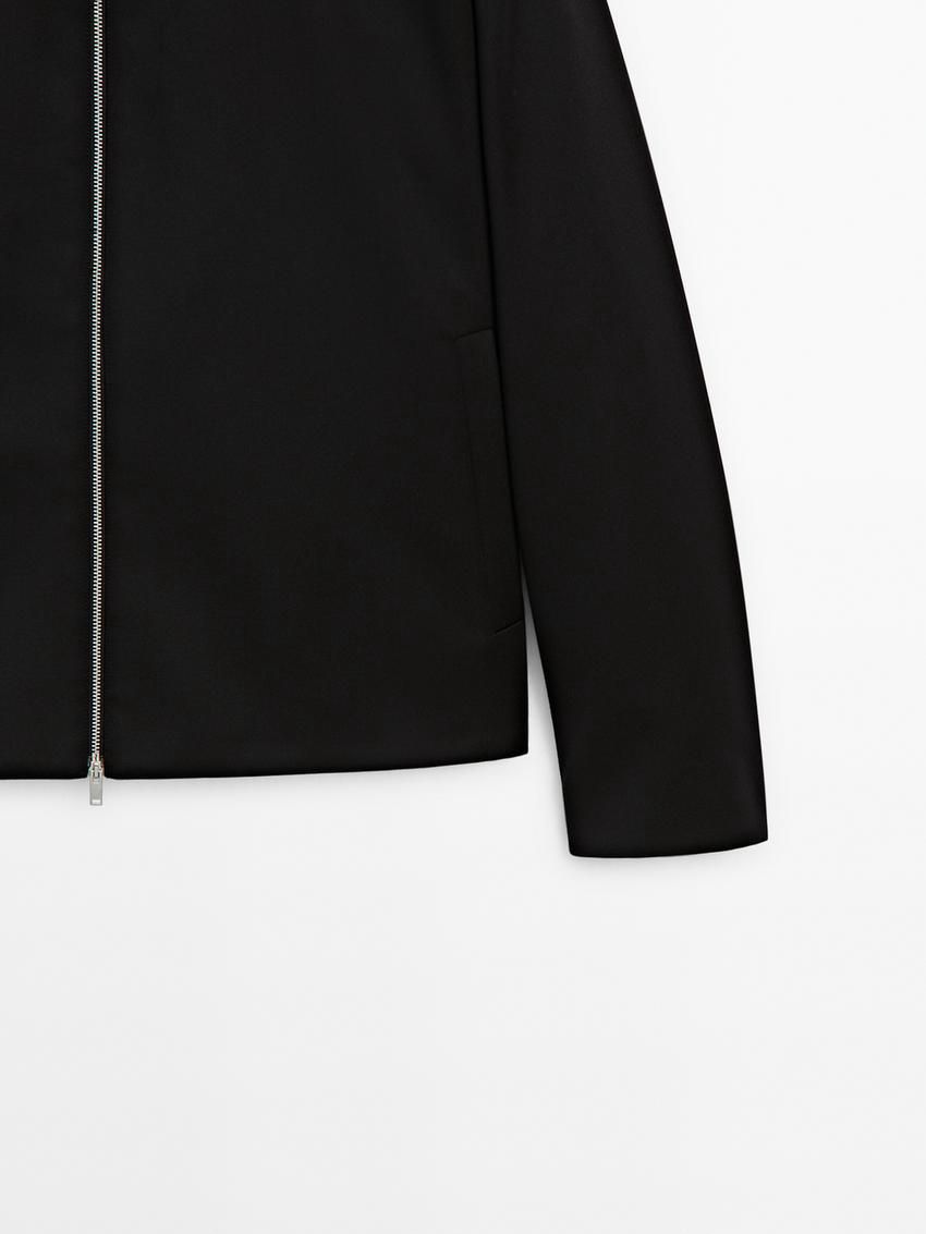 Massimo Dutti Wool Twill Cardigan Men Jacket Black | US-JQ7381425
