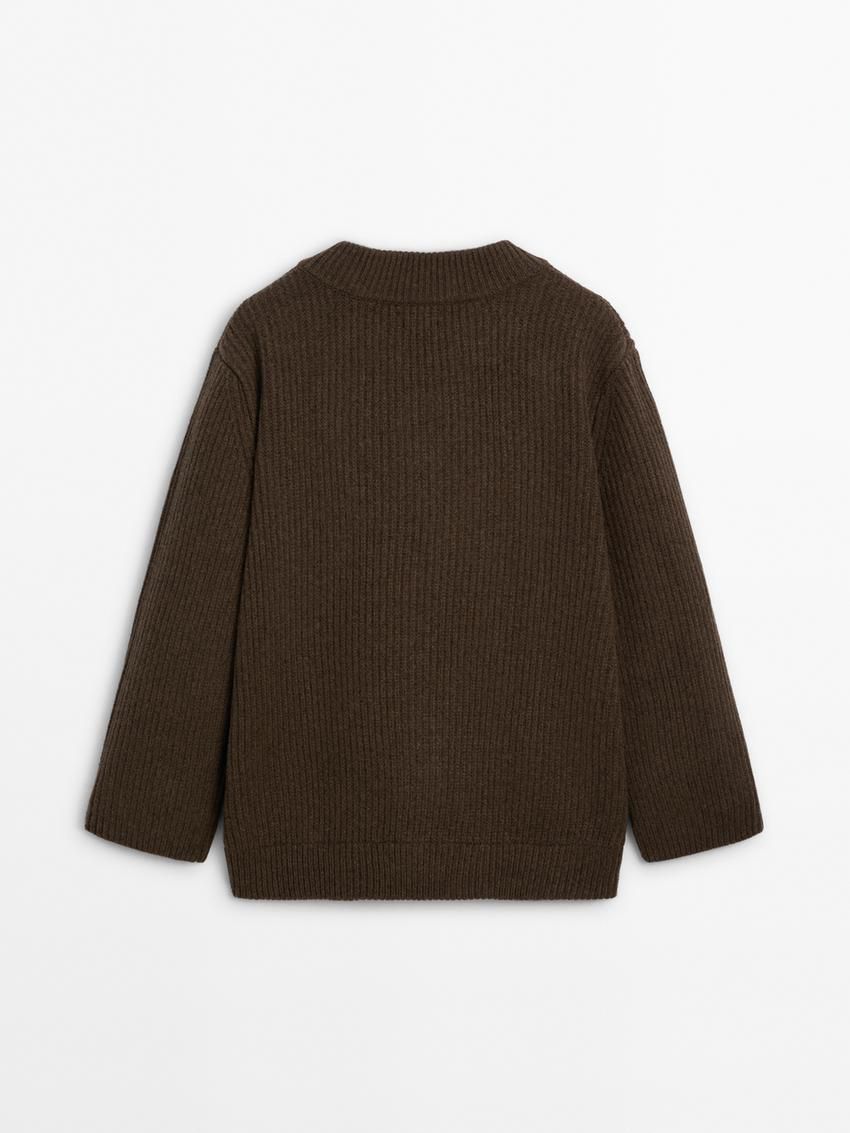 Massimo Dutti Wool V-neck Women Cardigan Dark Brown | US-RZ0597683