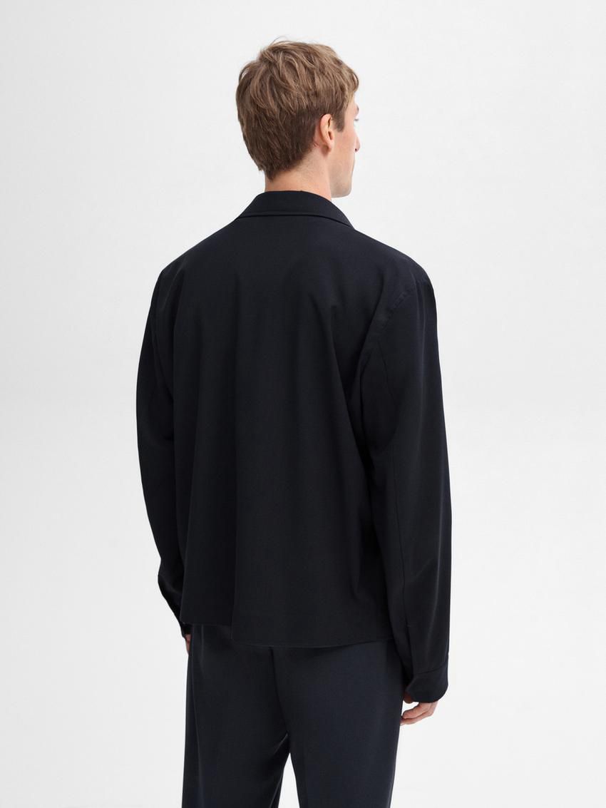 Massimo Dutti Wool With Chest Pocket Men Jacket Navy | US-IH7162958