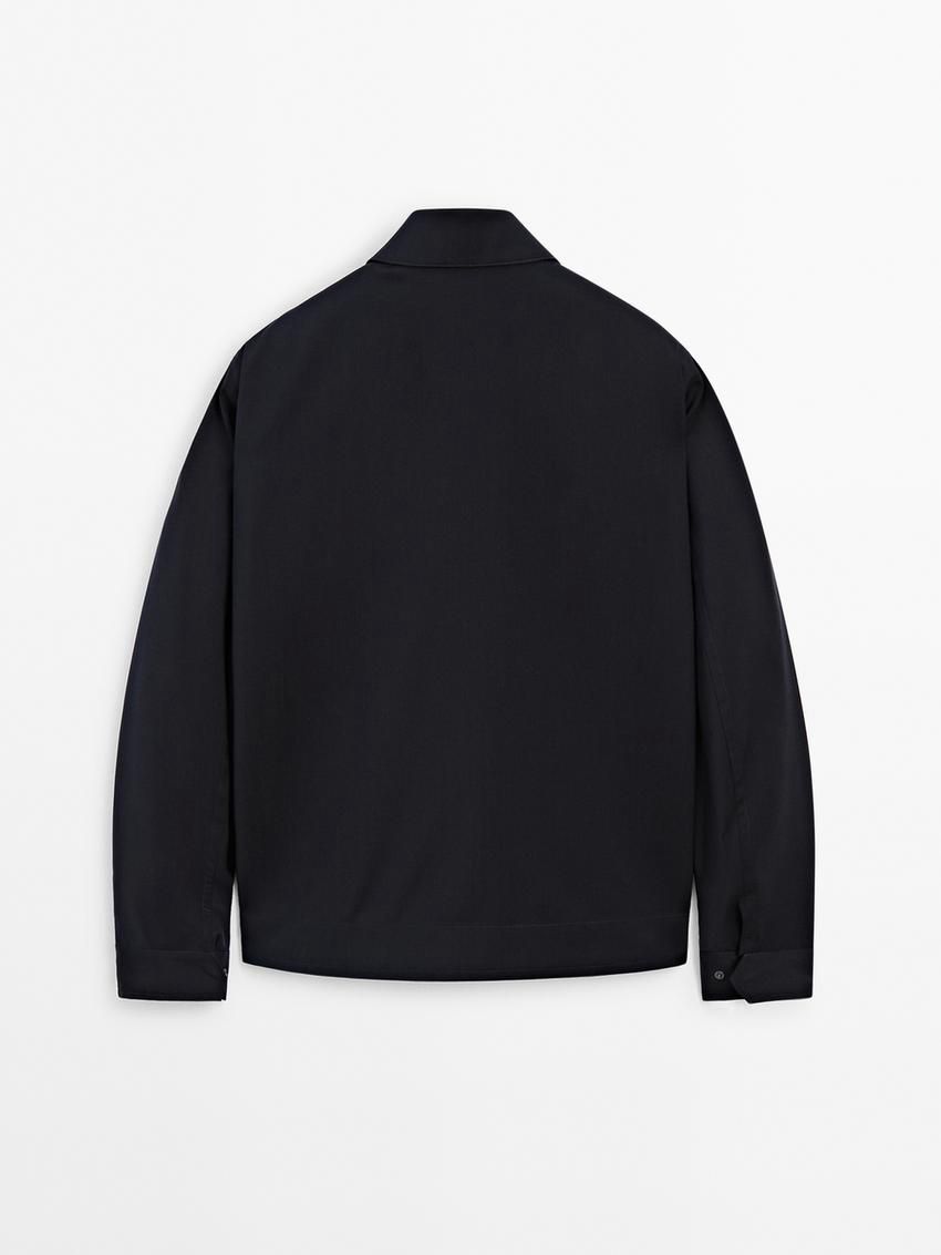 Massimo Dutti Wool With Chest Pocket Men Jacket Navy | US-IH7162958